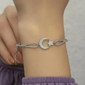 Zirkon Taşlı Ayyıldız Gümüş Bayan Bileklik - 1