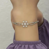 Zirkon Taşlı Kar Tanesi Gümüş Bayan Bileklik - 1