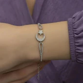 Zirkon Taşlı Ayyıldız Gümüş Bayan Bileklik - 6