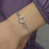 Zirkon Taşlı Ayyıldız Gümüş Bayan Bileklik - 7