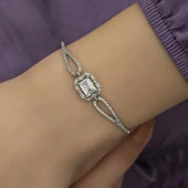 Baget Taşlı Bayan Gümüş Bileklik - 7