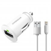 Hypergear 2.1A 2X Hızlı Araç Şarj Aleti Set İphone Uyumlu Lightning Kablo Beyaz - 1