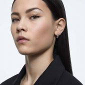 5632467 Swarovski Küpe Millenia:Ortyx Pierced Earrings Mini Hoop triangle Rhodium shiny White - 2