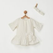 Andywawa AC22581 Stylısh Girl Bebek Elbise Set Ekru - 1