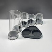 Cam Baharatlık Seti Döner Standlı Baharat Takımı 6 Parça Rena - 2