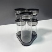 Cam Baharatlık Seti Döner Standlı Baharat Takımı 6 Parça Rena - 3