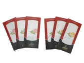 LORD 6 LI PAKET İŞLEMELİ POPLİN KADIN MENDİLİ - 4