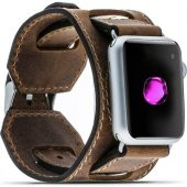 Bouletta Apple Watch Uyumlu Kahverengi Hakiki Deri Kordon 42-44 mm-Kutu Hasarlı - 1