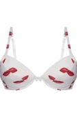 Beyaz Desteksiz  Dudak Desenli Sütyen thumbnail 3