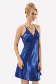 Sax Mavi Sırt Dekolteli Saten Gecelik thumbnail 1