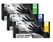 Has-Pet Nitril Muayene Eldiveni Pudrasız Siyah 50 li Paket - 1
