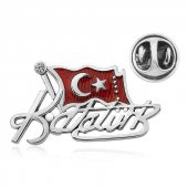 Gümüş Türk Bayrağı Kemal Atatürk İmzalı Rozet - 8