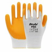 Beybi Pn5 Örme Nitril Sarı Iş Eldiveni 10-XL Beden (10 Çift) Sarı Renk - 1
