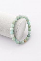 Amazonit ( A Kalite ) Doğal Taş Bileklik 8 mm Küre Kesim thumbnail 1