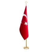 Türk Makam Bayrağı Telalı + 225 cm Pirinç Direk (Simsiz) - 1