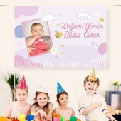 Doğum Günü Saten Kumaş Pankart 100x150 cm-8 - 1