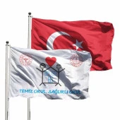 Türk Bayrağı ve Temiz Okul Bayrağı Raşel (2'li) 70x105 - 2