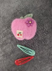 Elma Meyveli Renkli Peluş Çıt Çıt Toka 11421 - 1