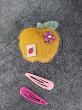 Elma Meyveli Renkli Peluş Çıt Çıt Toka 11425 - 1