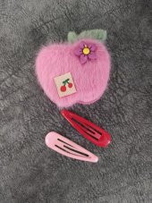 Elma Meyveli Renkli Peluş Çıt Çıt Toka 11428 - 1