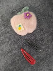 Elma Meyveli Renkli Peluş Çıt Çıt Toka 11435 - 1