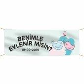 Benimle Evlenir misin? Kumaş Pankart - 1