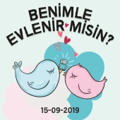 Kişiye Özel Benimle Evlenir misin Kumaş Afiş 150x150 cm thumbnail 1