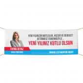 Kişiye Özel Tasarımlı Bayan Muhtar Adayı Pankart 75x300 cm - 1