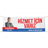 Kişiye Özel Tasarımlı Muhtar Adayı Pankart 75x300 cm - 1