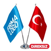 Özel Logolu Masa Bayrağı İkili 15x22,5 cm (Direksiz) - 1