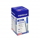 Mavi Tükenmez Kalem Pensan 2021 Şeffaf Üçgen Gövde 1.0 mm 50 Adet - 1