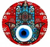 Fatma Ananın Bereket Eli Desenli Nazar Boncuklu Kırmızı Duvar Süsü thumbnail 1