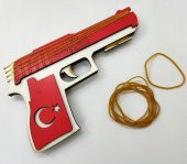 Para Lastiği Atan Otomatik Oyuncak Ahşap Tabanca 20 Lastik Hediye Sağlam ve Zararsız Çocuk Oyuncağı thumbnail 1