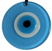 Nazar Boncuklu Deri İpli Bebe Mavisi Renginde Cam Duvar Süsü thumbnail 2