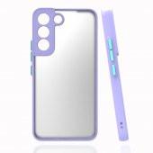 KNY Samsung Galaxy S22 Plus Kılıf Renkli Kenarlı Buzlu Kamera Korumalı Hux Kapak Mor - 1