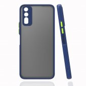 KNY Vivo Y20S Kılıf Renkli Kenarlı Buzlu Kamera Korumalı Hux Kapak Lacivert - 1