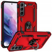 KNY Samsung Galaxy S22 Kılıf Ultra Korumalı Yüzüklü Manyetik Vega Kapak Kırmızı - 1