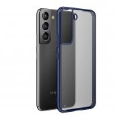 KNY Samsung Galaxy S22 Plus Kılıf Silikon Kenarlı Buzlu Volks Kapak Lacivert - 1
