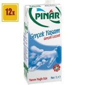 Pınar Süt Yarım Yağlı 1 Lt 12’li Paket - 1