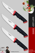 Lazbisa SSoft Grip Mutfak Bıçak Seti Et Ekmek Sebze Bıçağı 3 Lü Set Günlük Kullanım ( Mtf-052 ) thumbnail 1