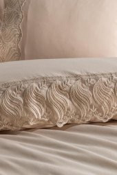 Fransız Dantelli Wave Çeyizlik Nevresim Takımı Cappucino - 9