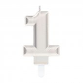 1 Rakamı Mum Gümüş Renk - 1