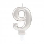 9 Rakamı Mum Gümüş Renk - 1