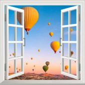 Pencere Poster Duvar Kağıdı Kapadokya Balon Yapışkanlı Sticker - 1