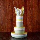 Çocuk Plastik Çatal-Bıçak-Kaşık Seti IKEA MeridyenDukkan Pasten Ton Renkleri 18 Parça - 3
