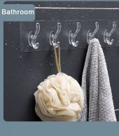 Hayal sepeti Askılık Şeffaf 5li Yapışkanlı Askı Banyo ve Mutfak Düzenleyici Askısı - 9