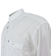 Büyük Beden BATTAL BOY Pamuklu Beyaz Spor Gömlek Uzun Kol thumbnail 3