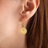 14 Ayar Altın Reşat Sallantılı Küpe Firuze Taşlı - 3