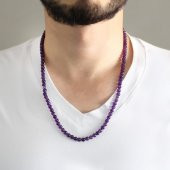 Nipora Hem Bileklik - Hem Kolye - Hem Tesbih 99lu Mor Ametist Doğaltaş Aksesuar - 5