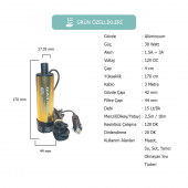 KIZILIRMAK 12 VOLT ALÜMİNYUM DALGIÇ TİPİ SIVI AKTARMA POMPASI (FİLTRE+ÇAKMAKLIK) - 2